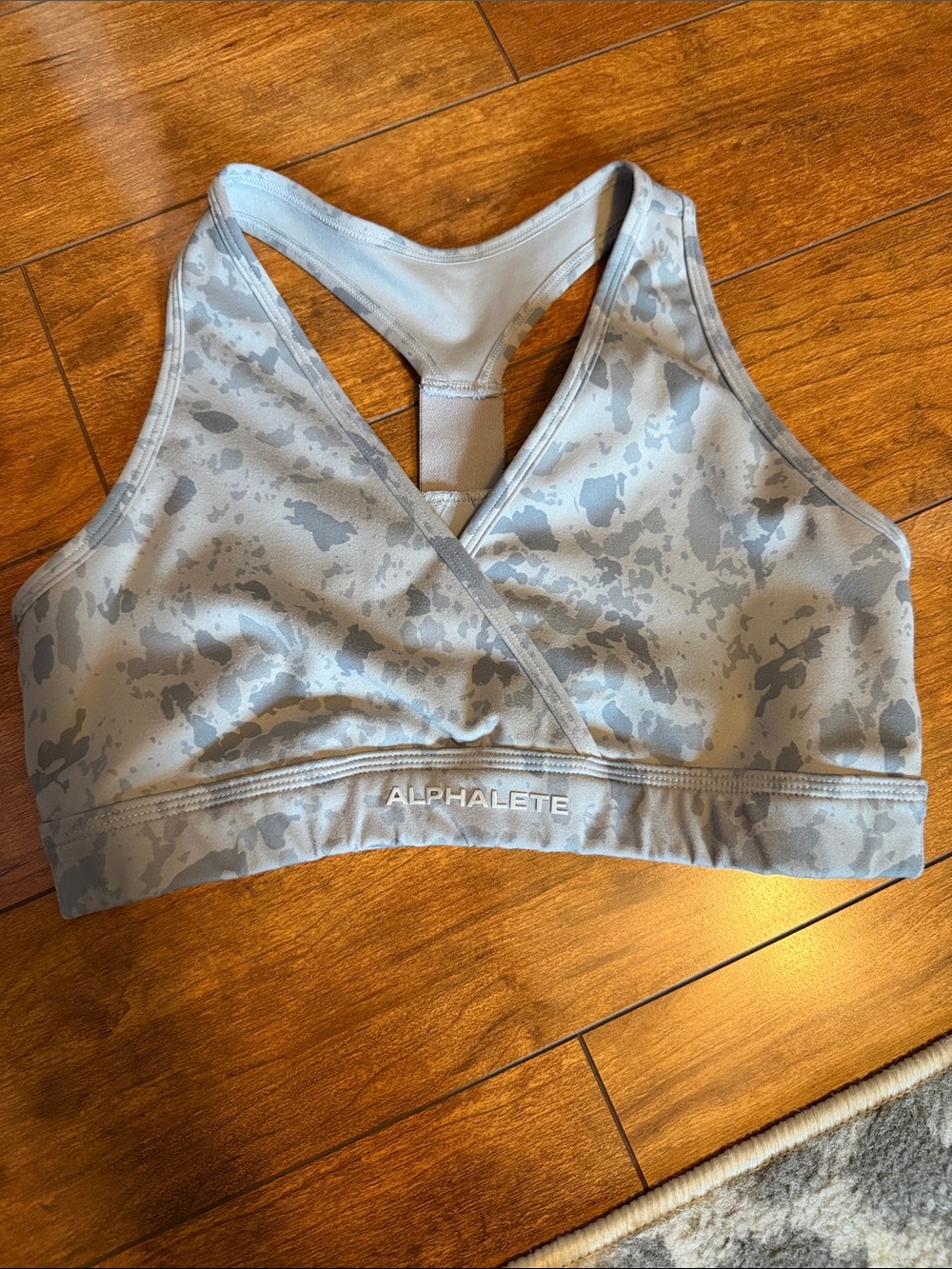 Alphalete Light Gray Camo Racerback Sports Bra